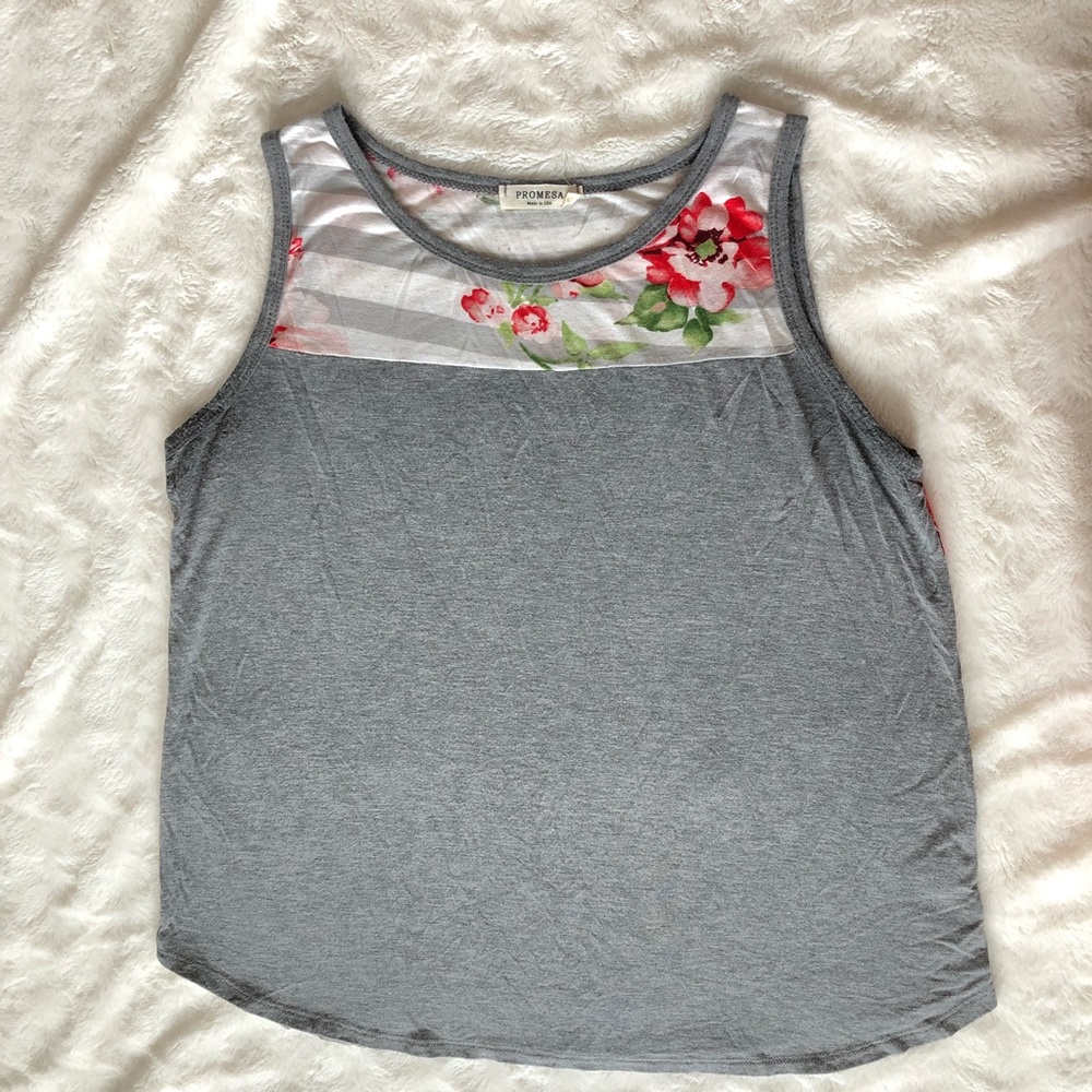 Floral and striped tank top